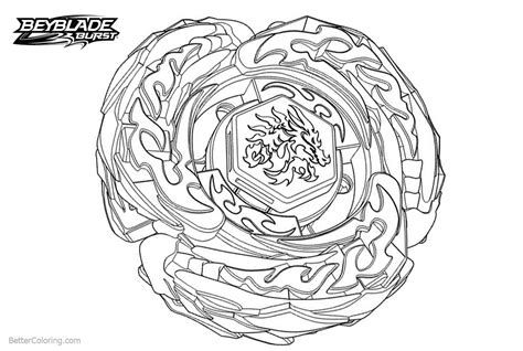 Beyblade Burst Evolution Coloring Pages with Dragon - Free Printable Coloring Pages