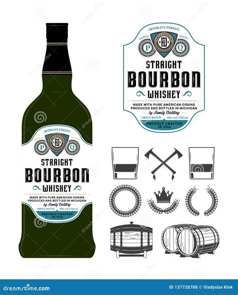 Vector Bourbon Labels on a Bottle Stock Vector - Illustration of design ...