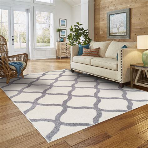 Simple Luxury Modern Trellis Ivory/Silver Area Rug & Reviews | Wayfair