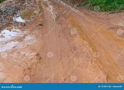 Mud and Puddles on the Dirt Road in Countryside Stock Photo - Image of national, nature: 121091130