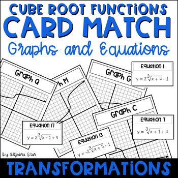 Transformations of Cube Root Function Graphs Card Match by Algebra Star