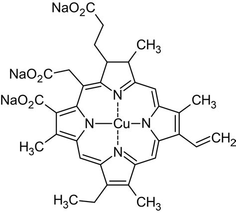 Chlorophyllin sodium copper salt (Chlorophyllin A), derivative of ...