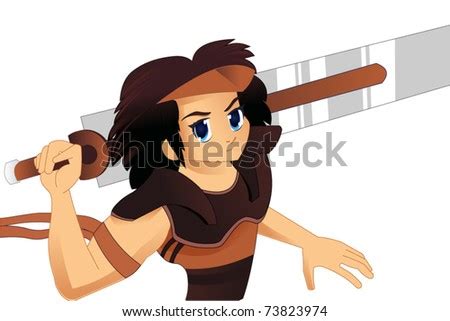 Vector Anime Warrior With Big Sword - 73823974 : Shutterstock