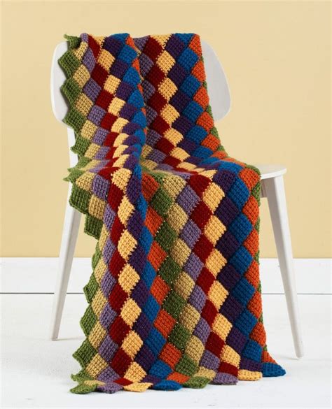 Tunisian Entrelac Throw | AllFreeCrochet.com