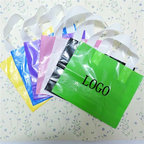 45x35+10cm custom printed logo gift plastic bag/handle packaging bag/shopping bags for clothing ...