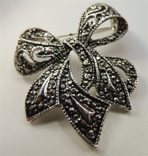 Vintage Marcasite Bow Brooch