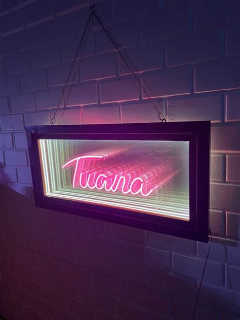 Infinity mirror neon sign, custom made neon sign name