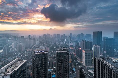 Chengdu skyline aerial view from West International Financial Center WIFC tower - Philippe ...