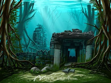 Underwater Ruins - Cartoon Scene Murals by MagicMurals.com