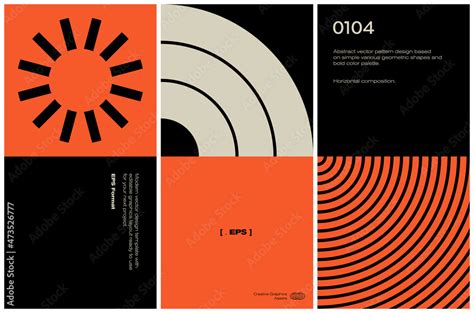 Brutalist Poster Design Template With Abstract Geometric Shapes Stock ...