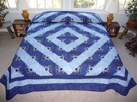 Amish Quilt Log Cabin Barn Raising Variation Blue on Blue | Etsy