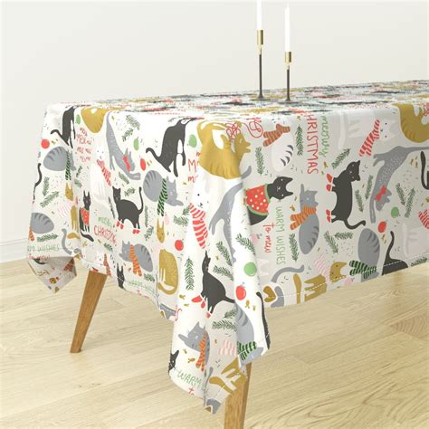 Tablecloth Cat Christmas Holiday Cats Funny Festive Animal Cotton ...