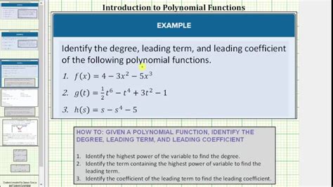 Degree, Leading Term, and Leading Coefficient of a Polynomial Function - YouTube