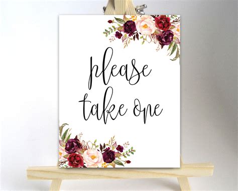 Please Take One Sign Wedding Sign Sweet Table Sign Bridal | Etsy