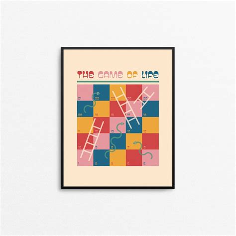 UP AND DOWN Art Print Retro board game illustration snakes | Etsy