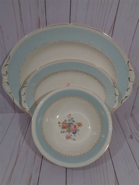 Homer Laughlin Georgian Eggshell Chateau Blue Set of Three | Etsy