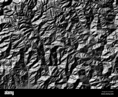 Haa, district of Bhutan. Bilevel elevation map with lakes and rivers ...