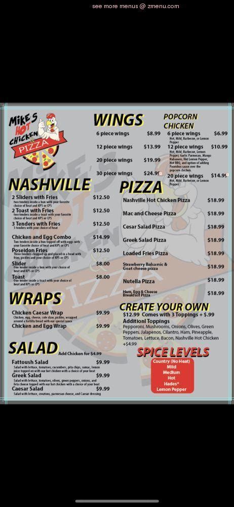 Online Menu of Mike’s Hot Chicken and Pizza Restaurant, Northridge ...