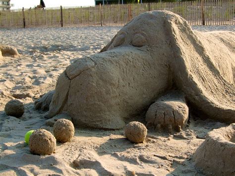 Sand Sculpture - Dog with ball | Jeffrey | Flickr