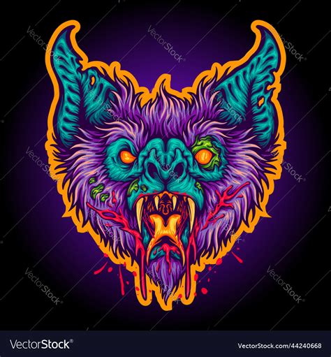 Scary bat head face monster Royalty Free Vector Image