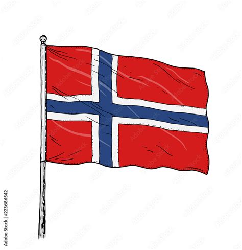 Flag of Norway drawing - vintage like colour illustration of Norwegian ...