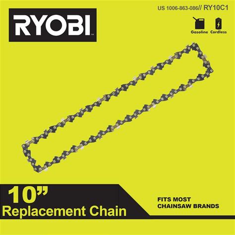 RYOBI 10 in. 0.043-Gauge Replacement Chainsaw Chain, 40 Links (Single ...