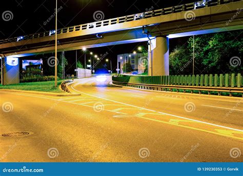 Asphalt Road and Elevated Bridge at Night Stock Image - Image of travel, concrete: 139230353