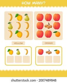 How Many Cartoon Fruits Counting Game Stock Vector (Royalty Free ...