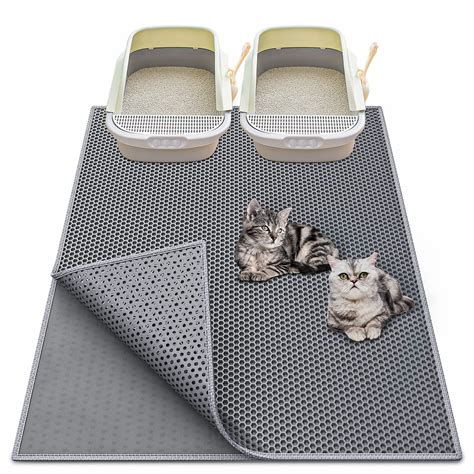 Waretary Cat Litter Mat 36"x 30", Kitty Pretty Litter Box Trapping Mat, Extra Large XL Honeycomb ...