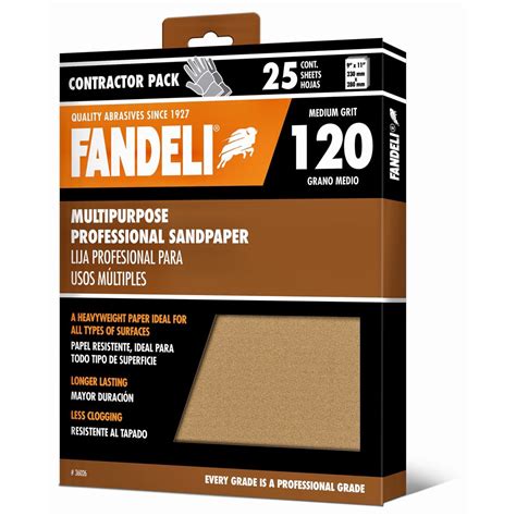 120 Grit Sandpaper Sheets Multipurpose 9x11" 25 Sheet Pack by Fandeli ...