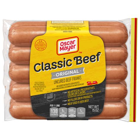 Save on Oscar Mayer Classic Beef Uncured Franks Original - 10 ct Order Online Delivery | GIANT