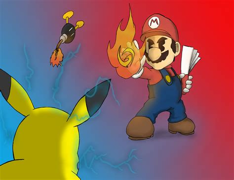 Mario vs Pikachu by b4k4d35u on DeviantArt