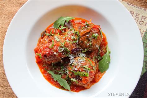 Tomato Braised Veal Meatballs by Steven Dolby