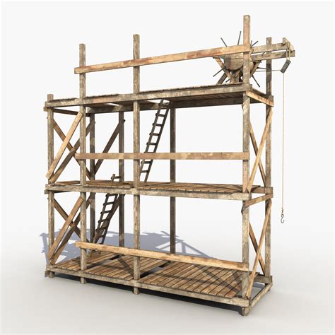 3d old scaffolding wooden