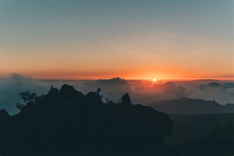 Silhouette of Mountains during Sunset · Free Stock Photo