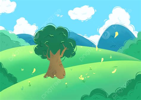 Grassland Cartoon Background Landscape, Wallpaper, Green Background ...