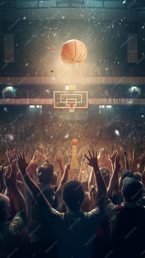 Basketball game in a stadium with a crowd of people | Premium AI ...