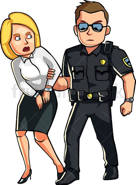 Policeman Arresting Woman Cartoon Vector Clipart - FriendlyStock