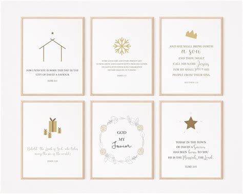 Set of 6 Christmas Bible Verses, Christmas Wall Prints, Christmas Home Decor, Christmas Wall Art ...