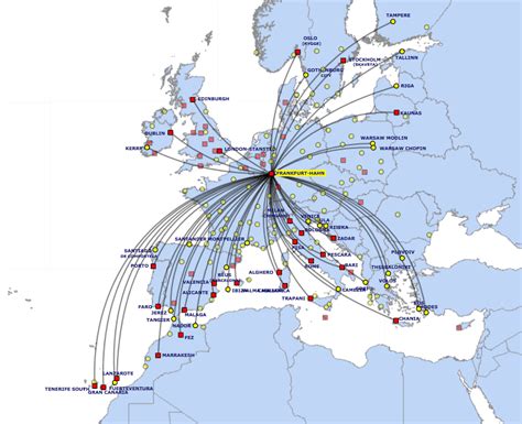 Ryanair route map - from Frankfurt Hahn