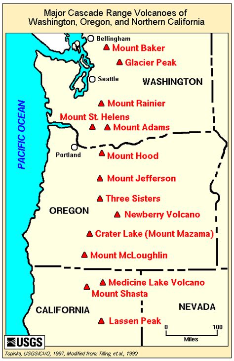 Cascade Range Volcanoes Map