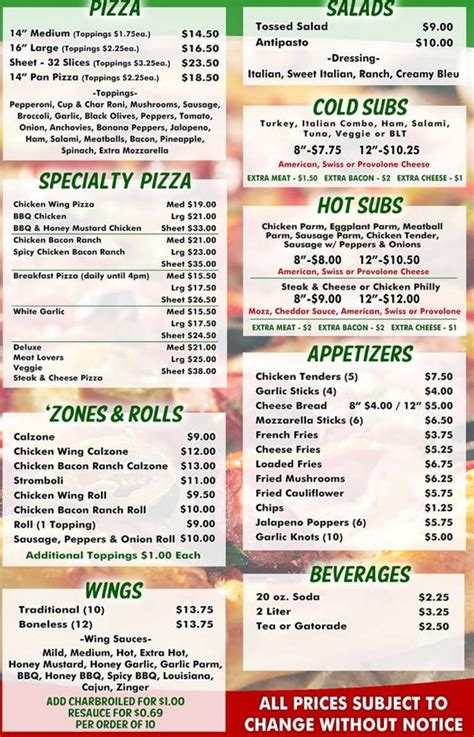 Giuseppe's Pizzeria Menu, Auburn, NY