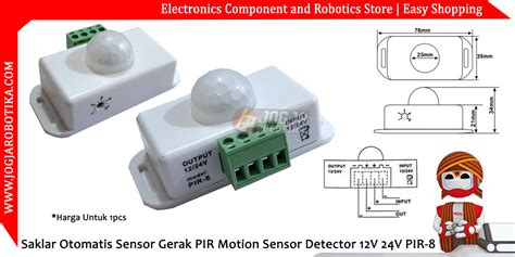 Saklar Otomatis Sensor Gerak PIR Motion Sensor Detector 12V 24V PIR-8 - Toko Komponen Elektronik ...