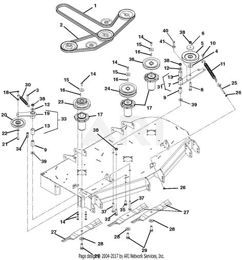 Ariens 991056 (000101 - ) Max Zoom 2560 Parts Diagram for Belts, Spindles, Idlers And Mower Blades