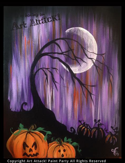 Halloween Tree Art Attack! Paint Party Halloween Canvas Paintings, Fall Canvas Painting, Holiday ...