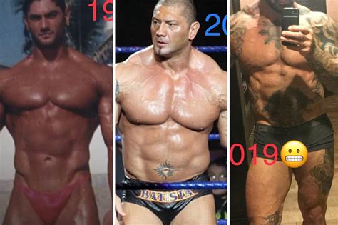 WWE legend and Hollywood actor Dave Bautista, 51, shows incredible 33-year body transformation ...