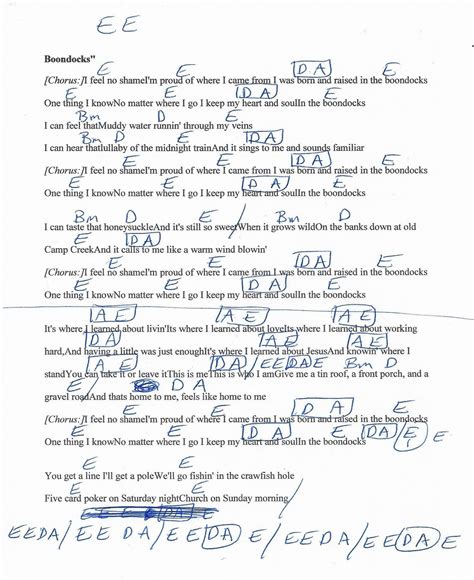 Boondocks (Little Big Town) Guitar Chord Chart | Lyrics and chords, Music chords, Guitar chords