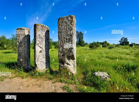 Roman milestone on the Via Domitia, near Beaucaire, Languedoc ...