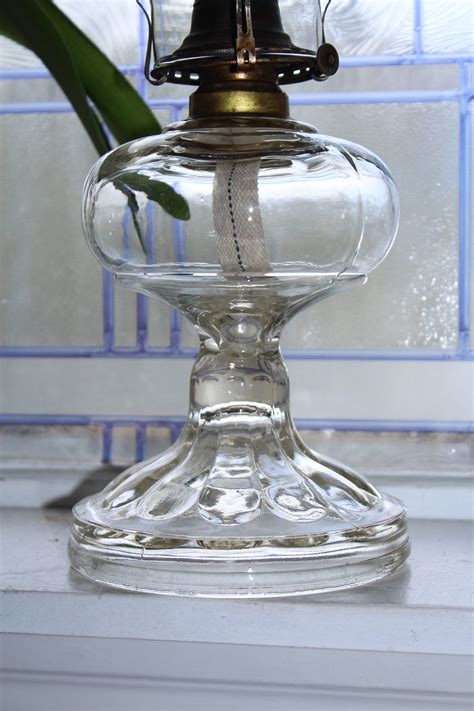 Antique Glass Oil Lamp with Chimney