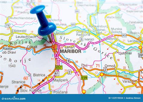 Maribor on map stock photo. Image of cartography, city - 122919034